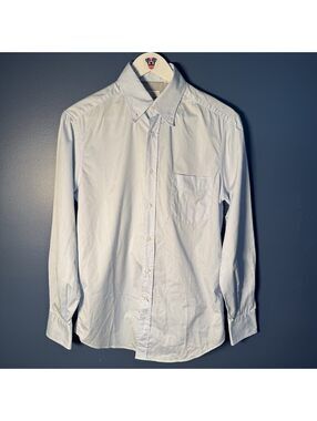 Brunello Cucinelli Basic Fit Oxford Dress Shirt Light Blue Sz XS Italy AS IS